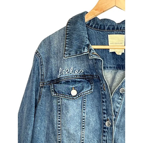Avec Les Filles "Follow Me" Denim Jean Jacket SZ Large - Picture 7 of 12